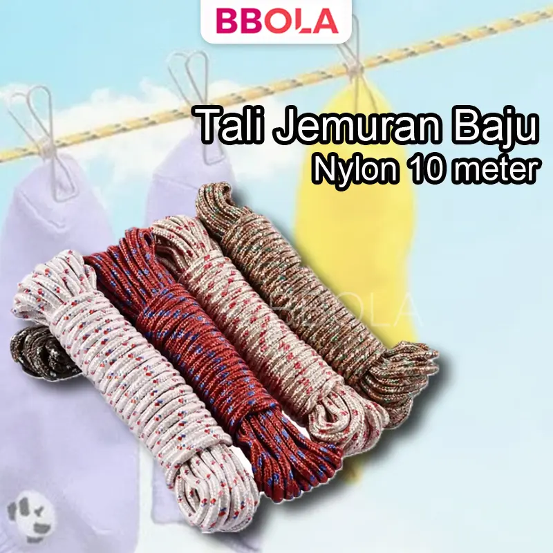 [BUY 1 FREE 1] Tali Jemuran Baju Nylon Panjang 10 Meter | Tali Tambang Serbaguna