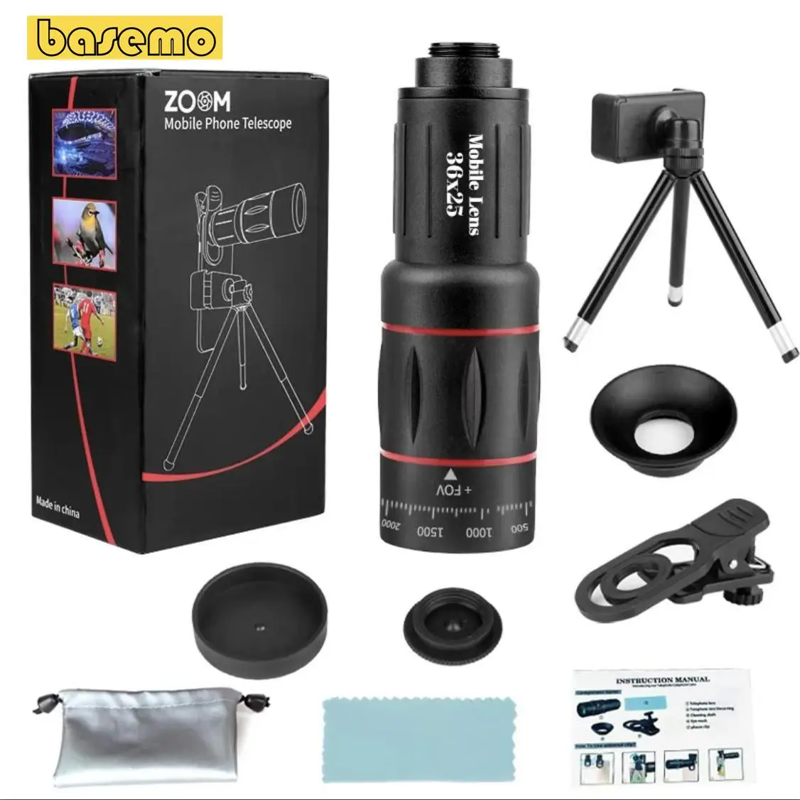 Ống kính tele điện thoại di động, Mới, Ống kính máy ảnh thu phóng bên ngoài Thông Dụng, Thu phóng 36X, HD, Thích hợp cho điện thoại thông minh và điện thoại di động, Camera Quang học, Ống kính Kính viễn vọng kẹp