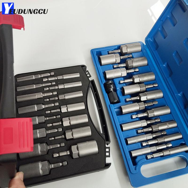 Bộ Đầu Khẩu Chụp Sâu Lòng Dài 80mm Chân Lục Giác Lắp Máy Khoan Bắn Vít 15 Và 16 Chi Tiết