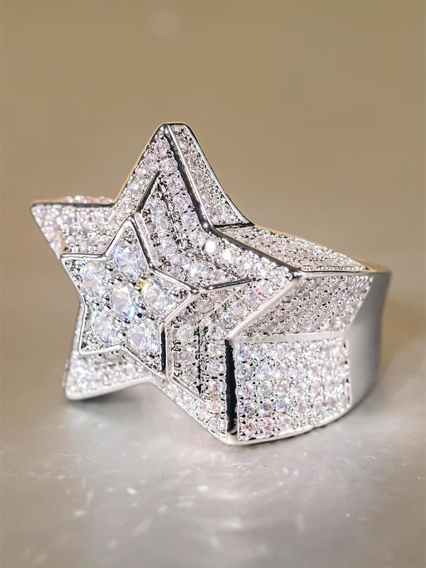 Star Design Rhinestone Decorated Ring, Fashion Accessories for Women & Girls, Trendy All-match & Exquisite Jewelry for Birthday Gift 7