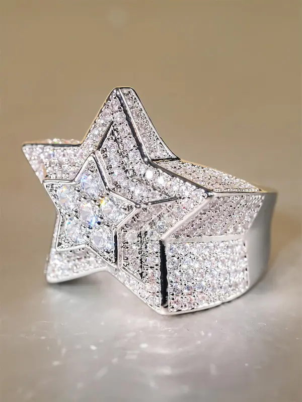 Star Design Rhinestone Decorated Ring, Fashion Accessories for Women & Girls, Trendy All-match & Exquisite Jewelry for Birthday Gift 7
