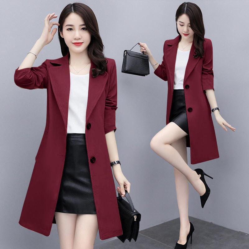 Áo khoác ngoài, Dài Trung Bình của phụ nữ, Phong cách Anh Quốc, Mùa xuân và mùa thu 2023, Phong cách Đông Nam Á mới, Duyên Dáng và thời trang, Phong cách Hàn Quốc cao cấp, Rộng rãi Top Jacket Women Có Cổ 2
