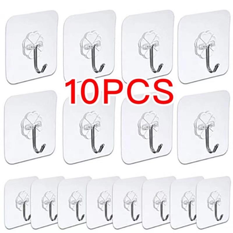 Móc Treo Tường Dính, 10 Gói, Có Thể Tái Sử Dụng, Chống Trượt, Không Đánh Dấu, Chịu Lực, Thích Hợp Cho Phòng Tắm Và Nhà Bếp, Hình Dán 1