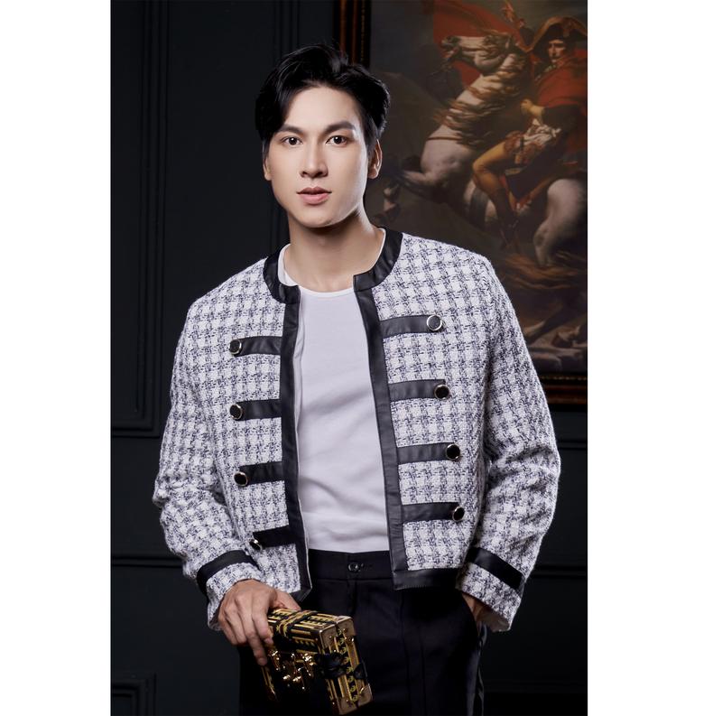 Áo Khoác Dạ Tweed Croptop Nam 2 Lớp Thương Hiệu Mr Twins  Menswear Cổ Tròn