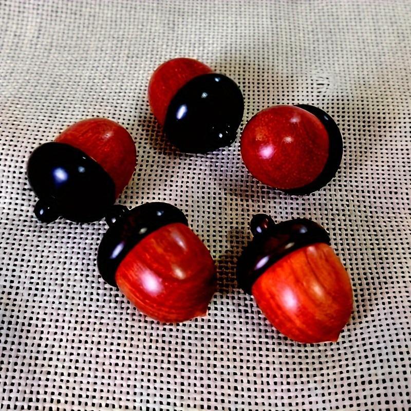 Random Color Wooden Acorn Shaped Ornament, 1 Count Creative DIY Pendant, Keychain Car Hanging Pendant for Jewelry, Votive Bottle 5