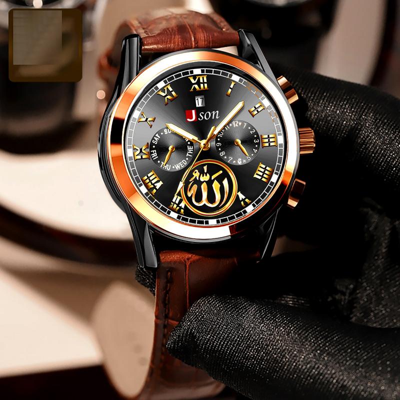 Product Introduction of Jam Tangan Pria JSON Tali Kulit Terbaru 2023 Tahan Air Anti Baret kuat Motif Arab BISA COD 4