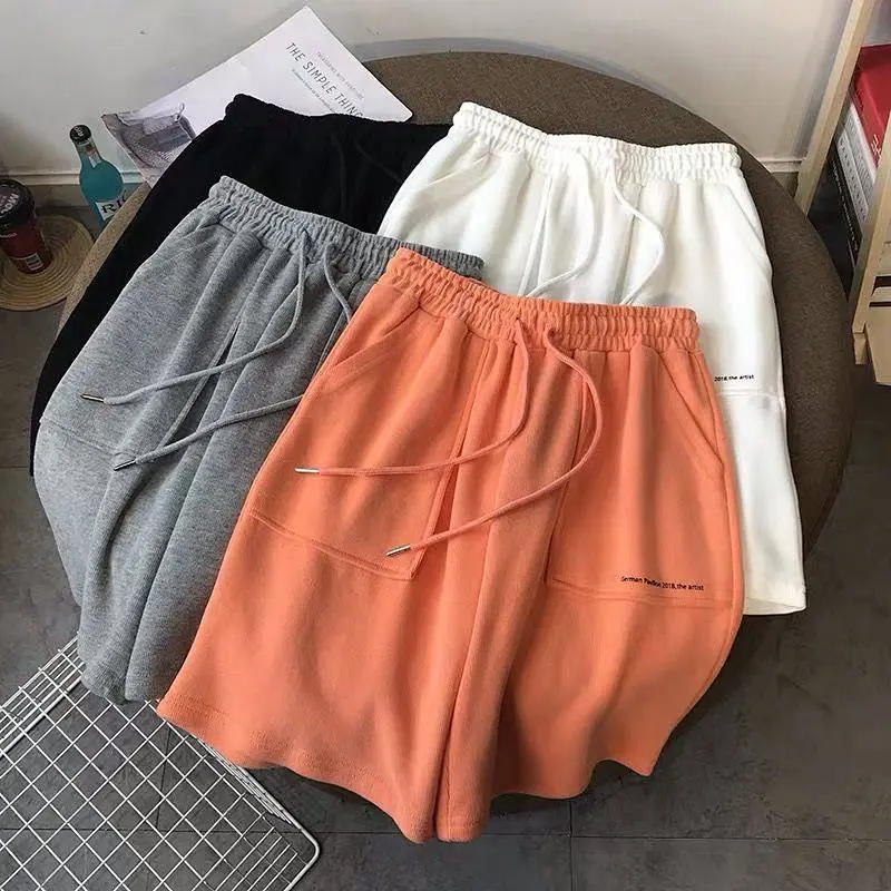 S-2Xl Sports Shorts Women's Summer New Korean Style Loose High Waist Ins Hong Kong Style Straight Shorts Casual Beach Pants Women's summer large fashion shorts