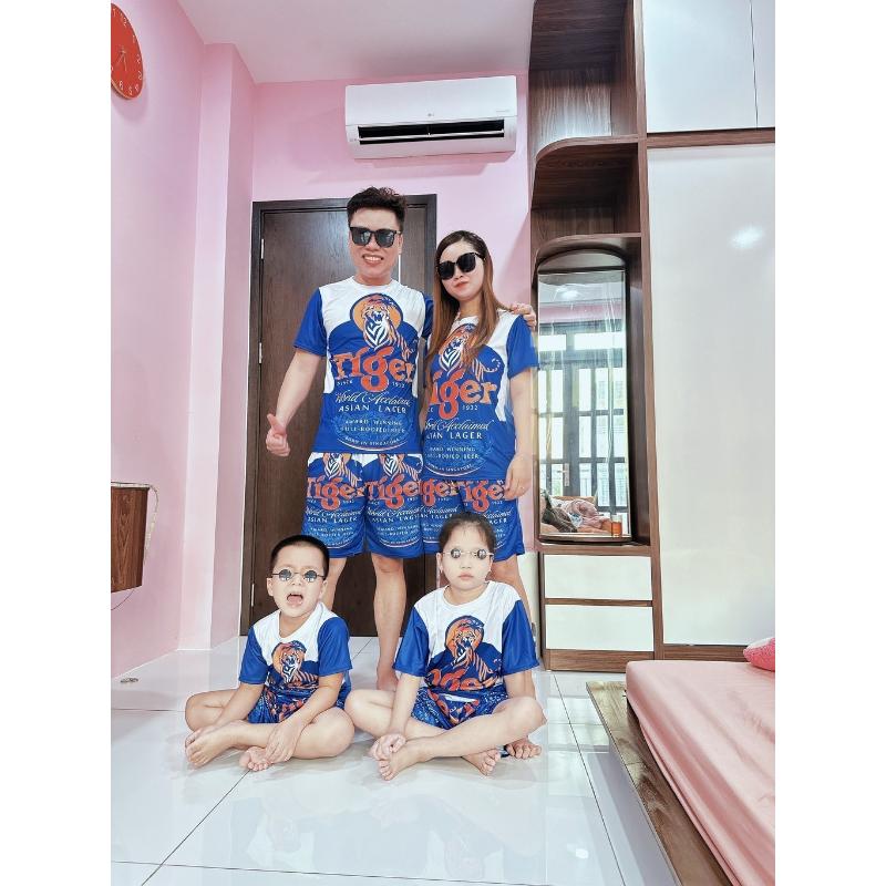 Product Introduction of Đồ bộ thể thao nam in 3D ️THUN LẠNH️ mùa hè thoáng mát,Sét quần áo mặc nhà đi chơi vải tốt hoạt tiết BIA TIGER XANH K0 36