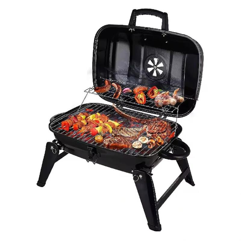 Portable Charcoal BBQ Grill, Small Grills and Smokers, Folding Tabletop Grills, Camping, Patio, Backyard, Outdoor Cooking 1