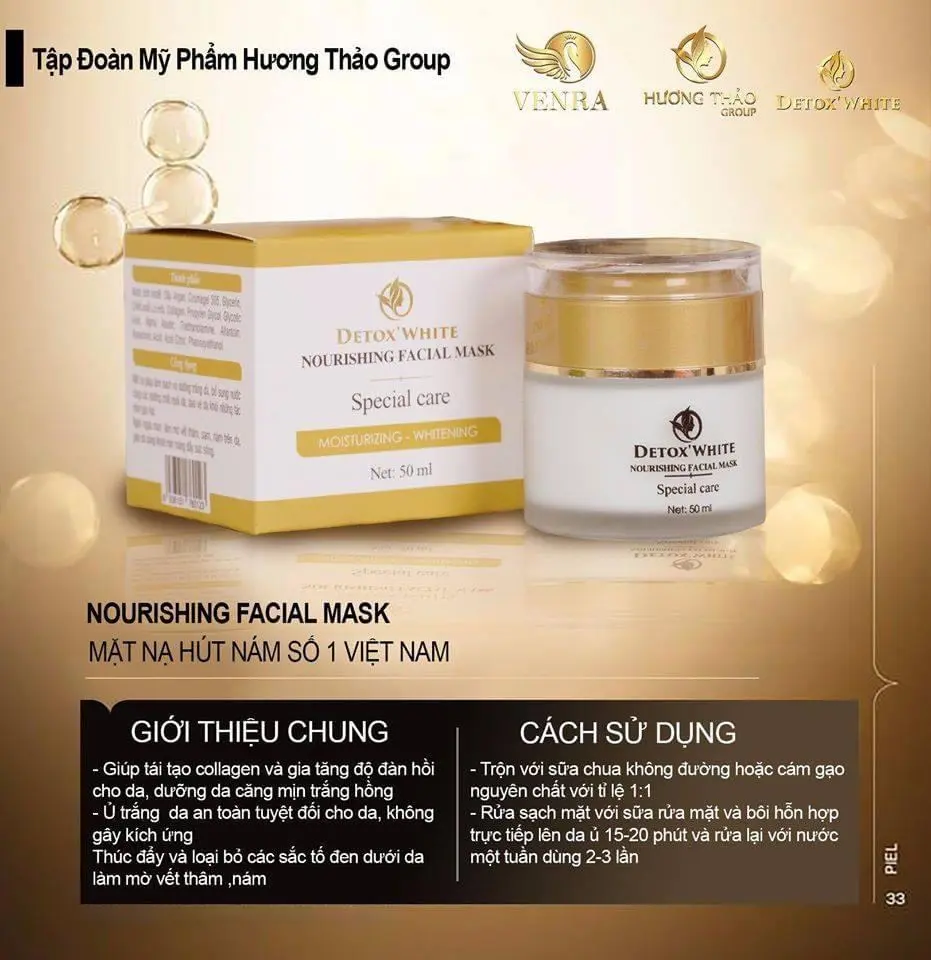 Mặt nạ  Detox White Hương Thảo group giúp cấp ẩm và dưỡng trắng cho da