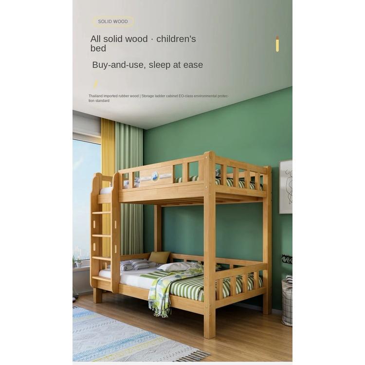 {SG Sales}Double Decker Bed Frame Double Bed Loft Bed High Low Solid Wood Bunk Bed Wooden Bed Bunk Multi-functional Kids Bed Frame With Storage Drawer Mattress Children Kids Bed 4