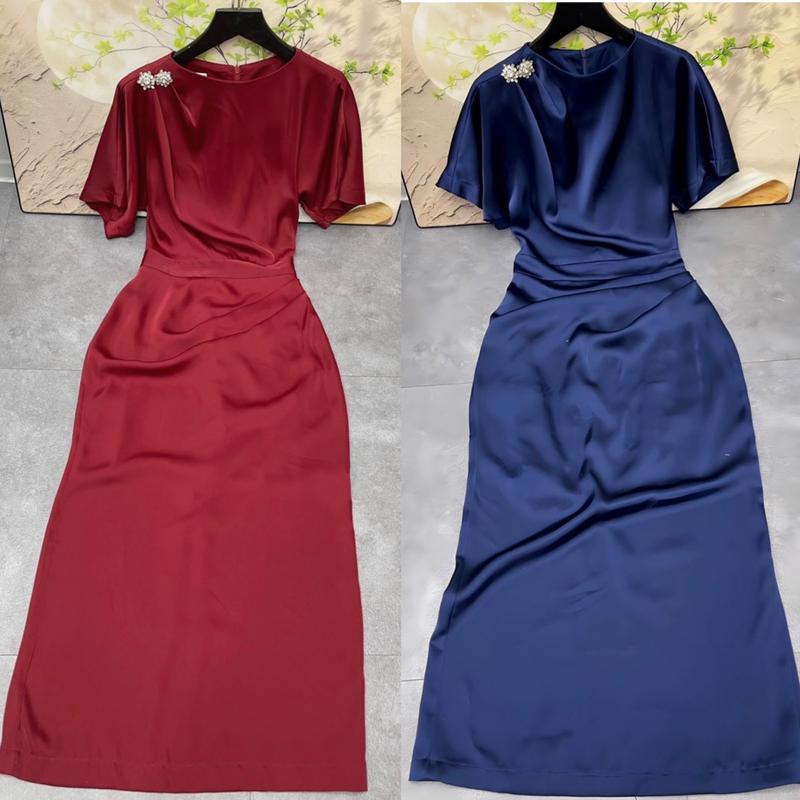NTT-V32 Váy lụa tay dơi dáng dài kèm tag đá Women Dress Kem Voi 2