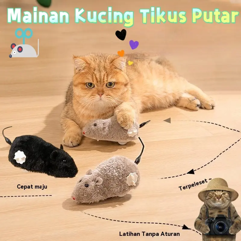 Mainan Kucing Tikus Putar / Mainan Tikus Putar Jalan Tanpa Baterai Bergerak Mekanik Knob / Mouse Cat Toys mainan  kucing  lidah  nya  bisa  bunyi