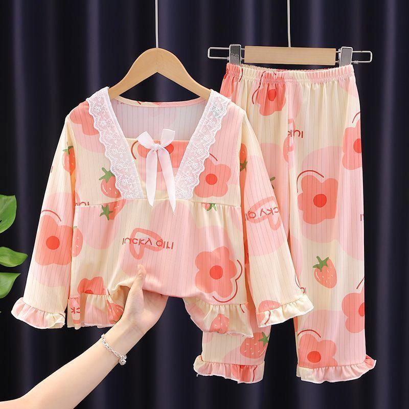 Product Introduction of Đồ Ngủ Trẻ Em, Dài Tay, Phong Cách Công Chúa Hoạt Hình, Cho Bé Gái Và Trẻ Em, Trẻ Em Trung Bình Và Lớn, Thích Hợp Cho Mùa Xuân Và Mùa Thu, Bộ Đồ Mặc Nhà Phòng Điều Hòa Không Khí, 2024 11