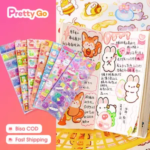 Sticker Glossy Berbagai Kartun Shiny Stiker 100 Lembar Stiker DIY Pack Dekor Photocard Set Mahasiswa Hias DIY Sticker Shiny Cartoon