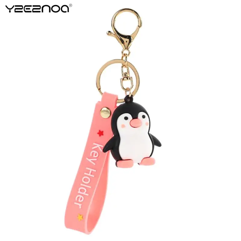 Lovely Penguin Doll Keychain Couple School Bag Pink Sweet Girl Heart Pendant Car Decoration Keyring