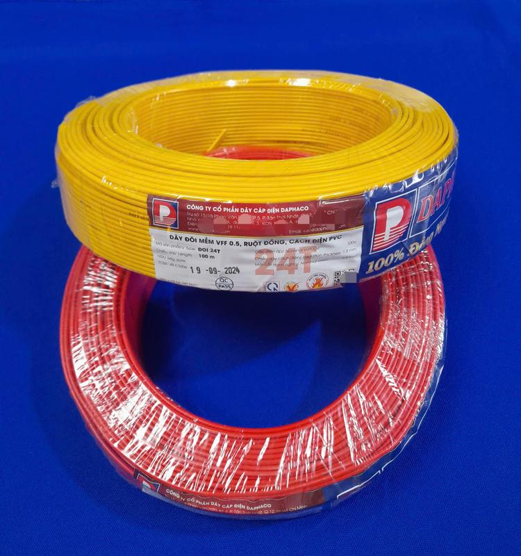  Dây điện đôi dẹp Daphaco một lớp vỏ ruột đồng nguyên chất kích thước 2x24 2x32 2x30 2x50 cuộn 100m 