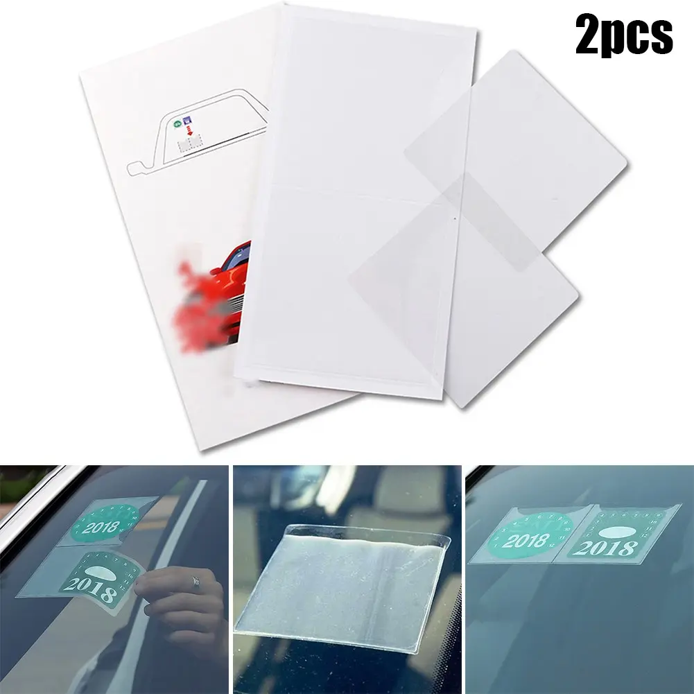 Chủ Vé Kính Chắn Gió Trong Suốt, 2 Chiếc, Bỏ Túi Giấy Phép Đỗ Xe Trong Suốt, Vừa Vặn Thông Dụng 90mm X 90mm, Phiếu Cho Phép Hình Tròn / Hình Chữ Nhật / Hình Vuông Tương Thích