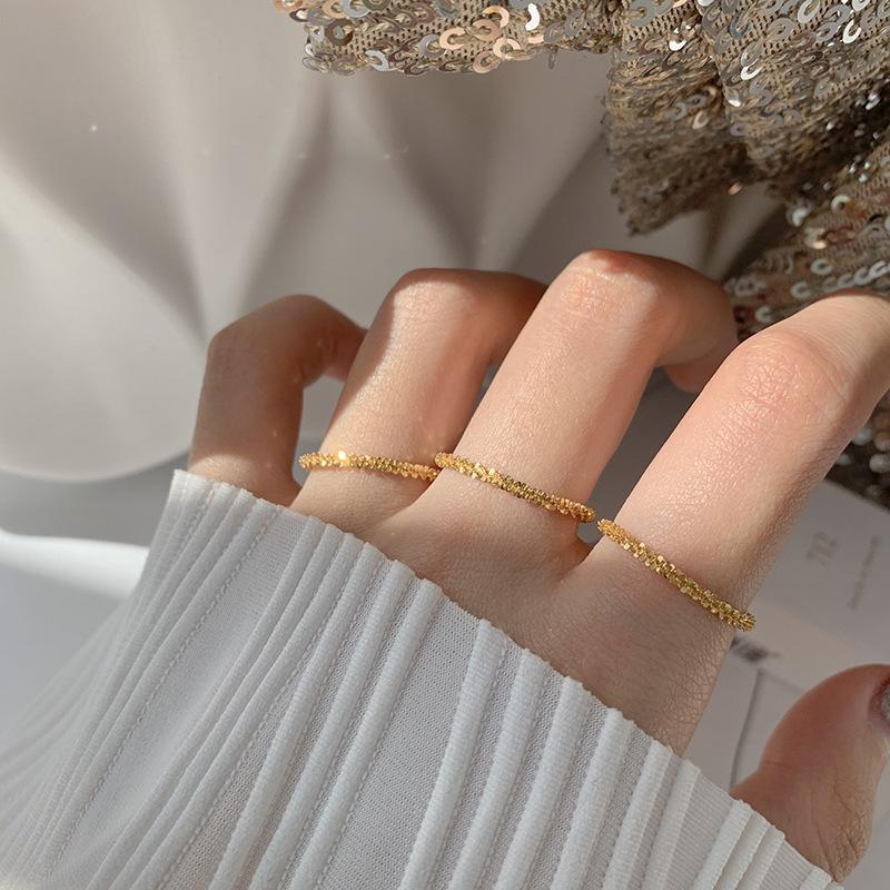 Bộ Nhẫn Lấp Lánh Thời Trang, Màu Bạc Và Vàng, Dành Cho Phụ Nữ Và Trẻ Em Gái, Phong Cách Hàn Quốc, Nhẫn Ngón Tay Đơn Giản, Đồ Trang Sức 5