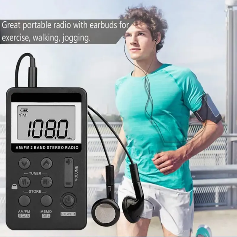 Pocket Digital Radio FM/AM – Portable Radio Player dengan Baterai Rechargeable, Penerimaan Sinyal Jernih untuk Musik & Berita