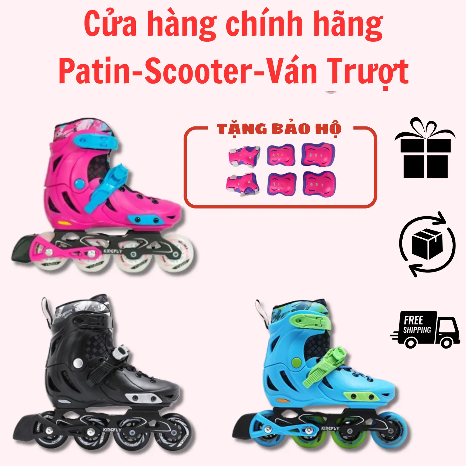 Giày Patin Trẻ Em Thi Đấu Cao Cấp  W198-QS - Có Chế Độ Khoá Bánh, 8 Bánh Phát Sáng, Phanh An Toàn