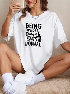 ImprinTee Women's Letter & Figure Print Round Neck Graphic Tee, Vintage Trendy Casual Short Sleeve T-shirt for Daily Wear, Ladies Summer Outfit