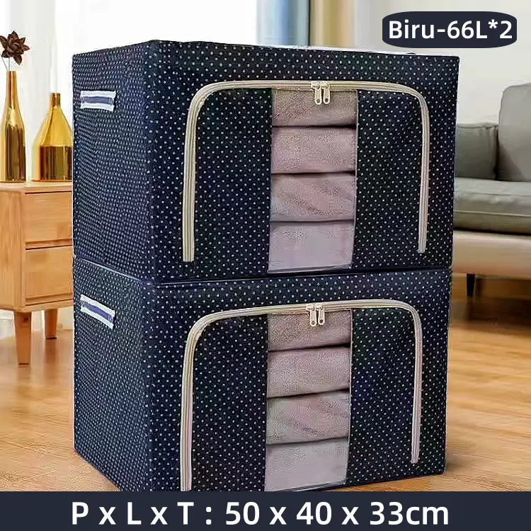 (2 buah)66L -Biru Polkadot