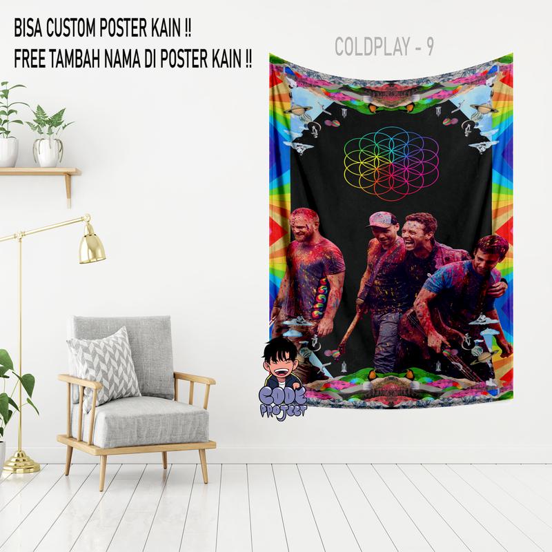COLDPLAY - poster kain coldplay - hiasan dinding - dekorasi dinding kamar coldplay - aksesoris dinding kamar - hiasan coldplay - Ukuran 90x140cm 8
