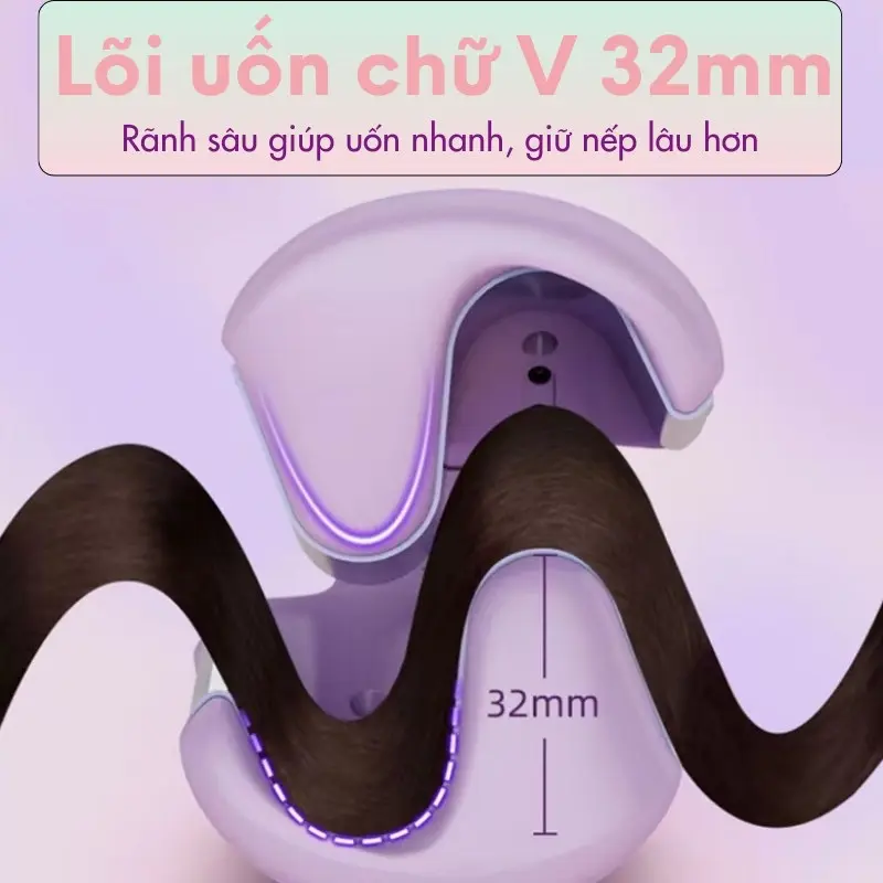 ￼Máy Uốn Tóc Xoăn Hippie 32mm Chất liệu gốm sứ cramic 3