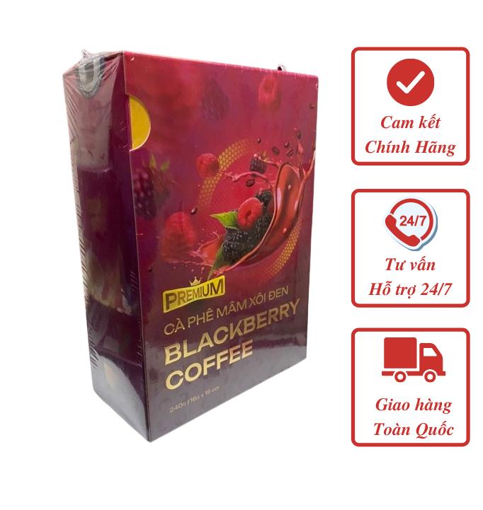 [Mẫu mới nhất] Cà phê mâm xôi đen Blackberry Coffee chính hãng có tem  kiểm tra QR code,có logo in chìm trên vỏ hộp, Cafe
