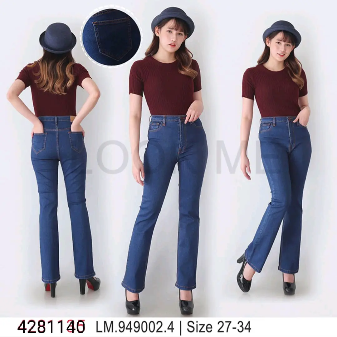 Celana Lookme biru jeans cutbray