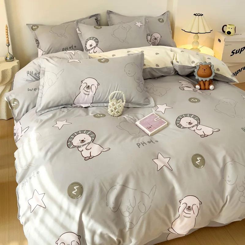 Product Introduction of EGW spring bedding set 3PCs cartoon Boys Girls bed linen Grey Lion pink bear pillowcase printed home linen for children kids 15