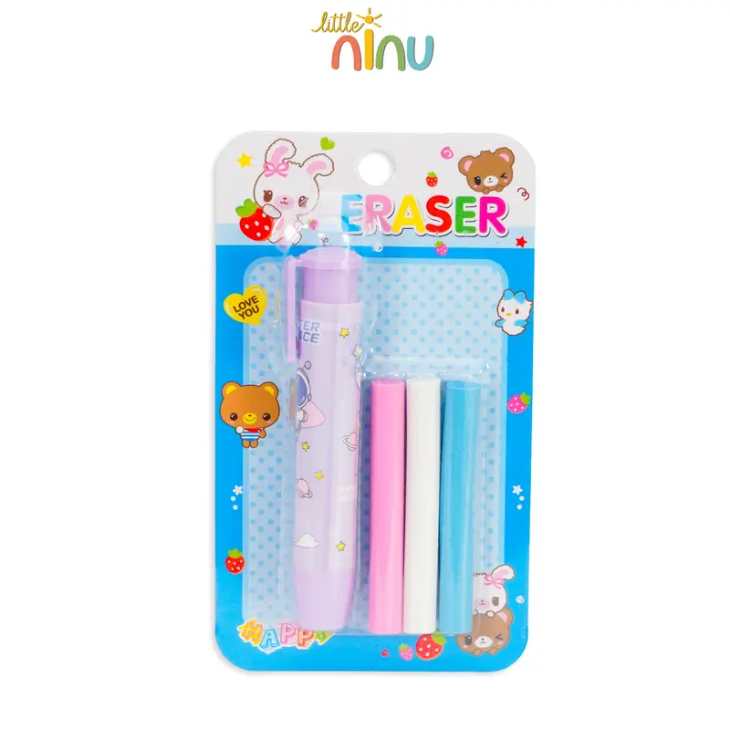 LITTLE NINU Penghapus Pensil Mekanik Eraser Stationary Set Free Refiil 3 Pcs 4