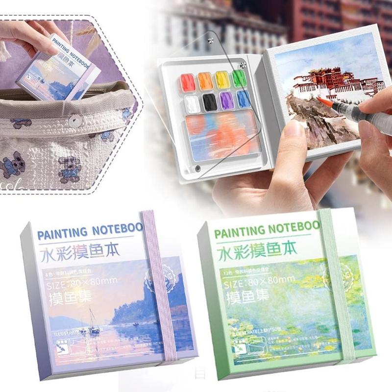 Nơ Cấp Tranh Nghệ Thuật Bộ bảng màu nước Mini Chống nước Bộ khay vẽ du lịch Di…