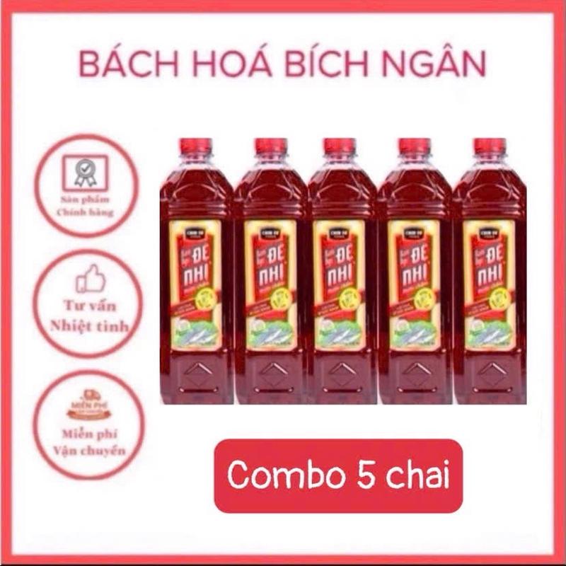 Combo 5 chai Nước mắm Nam Ngư Đệ Nhị 900ml - Gia vị tẩm ướp đậm đà - Chua