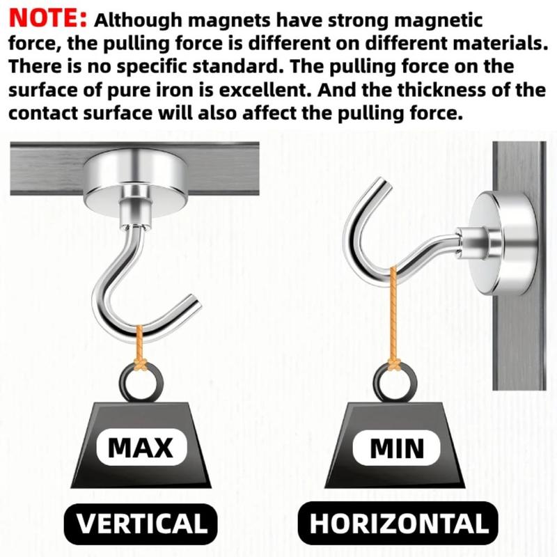 Strong Neodymium Magnetic Hook, Circular Magnet Hook for Kitchen, Garage, BBQ Tools, Indoor/outdoor Use 5