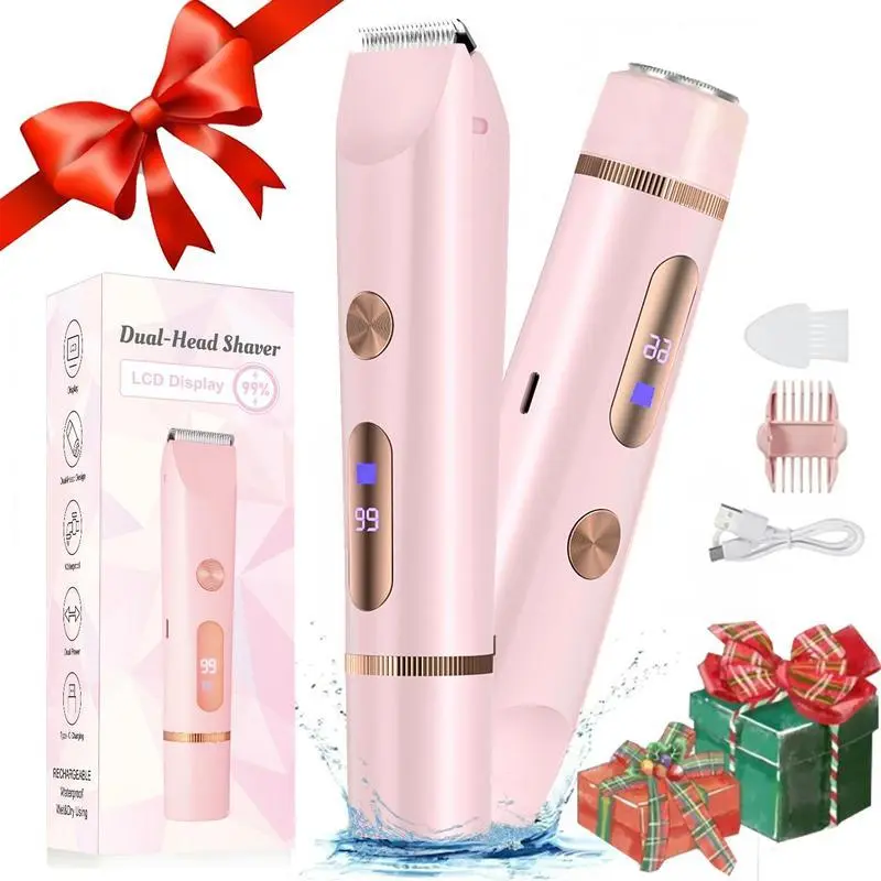 2 in 1 Electric Hair Removal Trimmer, 1 Box Portable USB Rechargeable Waterproof Hair Removal Machine & Accessories, Women's Electric Razor for Facial & Full Body