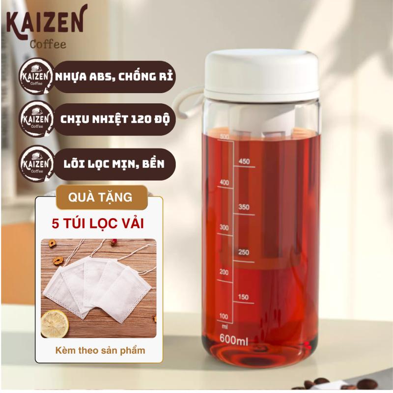  Bình cà phê Cold Brew 600ml mang đi pha cafe trà trái cây lõi lọc mịn nhựa cao cấp 