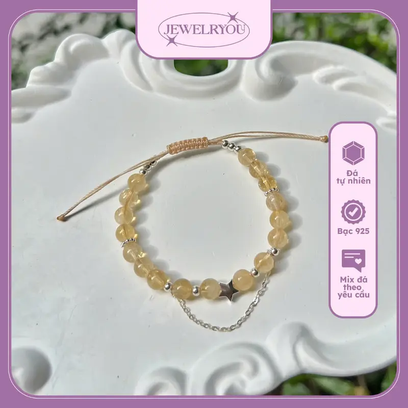 Vòng tay charm sao bạc ci-trin Jewelryou đá năng lượng tài lộc công việc may mắn - Jew39 0