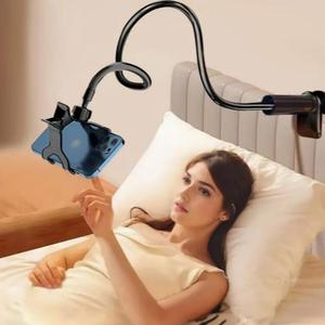 スマホクリップベッドスタンドホルダー、フレキシブルなロングアーム付きデスク用クランプ。360度調整可能なクランプ付き、すべての4〜7インチデバイスに対応。