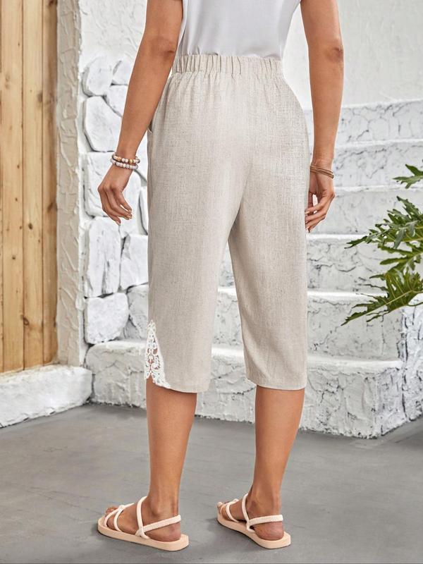 Women's Plain Pocket Capri Pants, Casual Comfy Capris Trousers for Summer, Women's Bottoms for Daily Wear 1