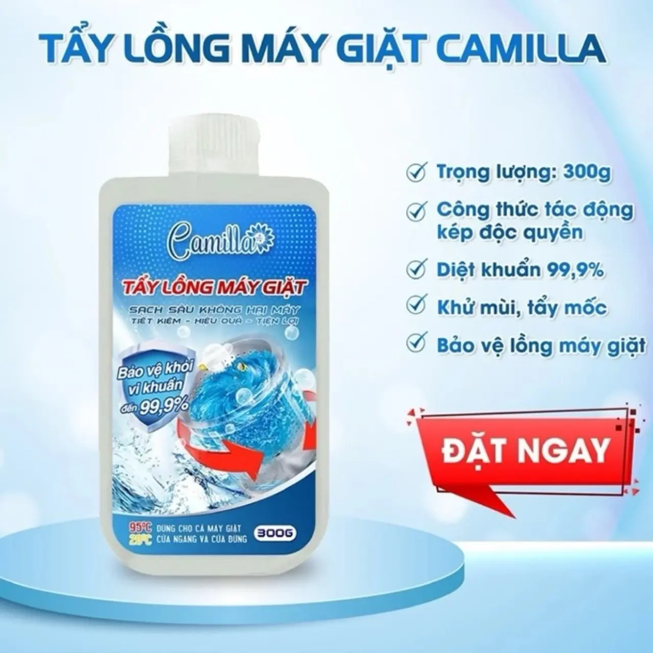 Tẩy Lồng Máy Giặt Cao Cấp Camilla 300gr - Tẩy Sạch Nấm Mốc, Khử Mùi Hôi Hiệu Quả 99% bột  vệ  sinh  lồng  giặt