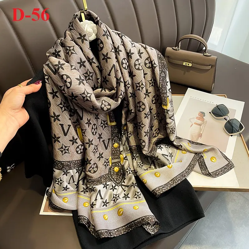 Khăn choàng lụa dáng dài 180x90cm, Quảng Châu mẫu mới Lụa Quàng Cổ Nhung Hoa Women Choàng Cổ Len quang