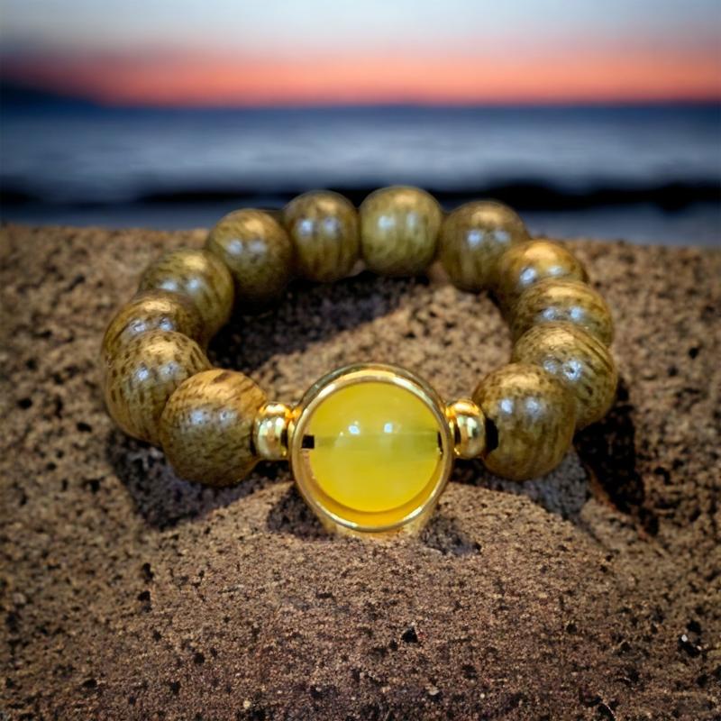 Nhẫn Trầm Hương Mix Đá - Đủ 5 màu bản mệnh - Free Size - Trầm Hương Phúc An ( Mua một, tặng một hộp gấm, dây dự phòng, 2 hạt trầm ) Nữ Women Phụ Kiện