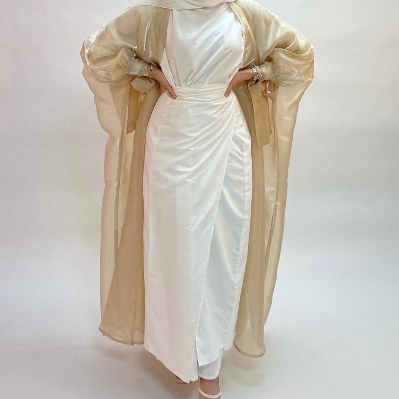 Váy Ngoại Cỡ Châu Âu Và Mỹ Cho Nữ, Áo Cardigan Tay Phồng Thanh Lịch, Váy Dài, Abaya Hồi Giáo, Trung Đông, Dubai 0