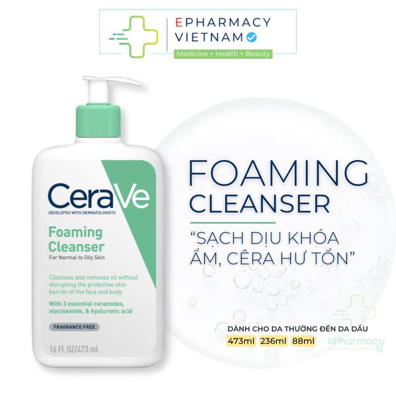 Sữa Rửa Mặt CERAVE Foaming Facial Cleanser Giúp Làm Sạch Dành Cho Da Dầu Mụn