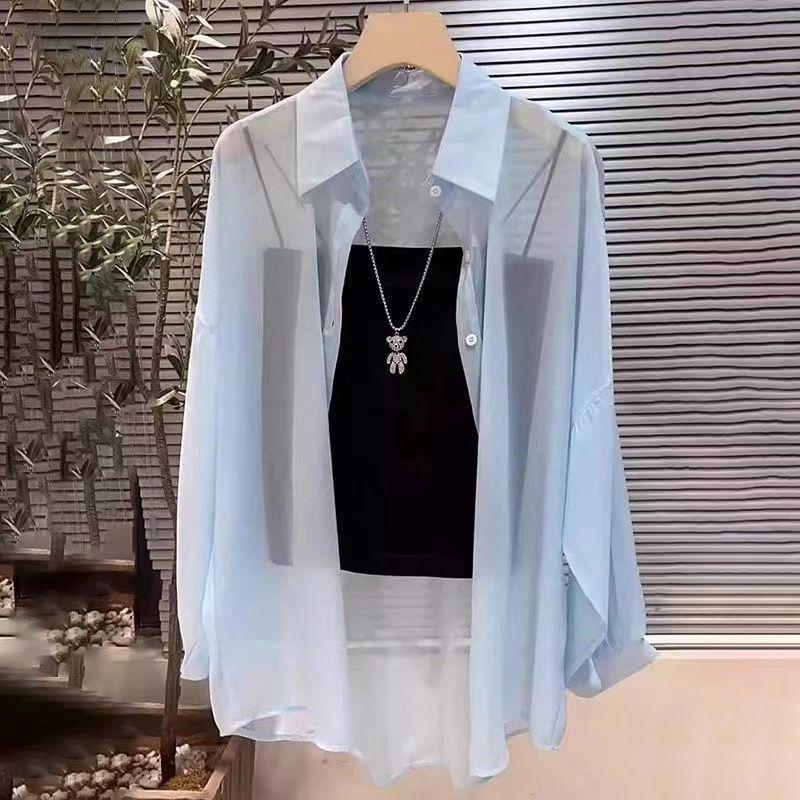 Product Introduction of Áo Sơ Mi Dài Trung Bình Thời Trang, Sợi Ngọc Trai, Dáng Rộng Rãi Và Dễ Phối Đồ Thích Hợp Cho Mùa Hè 2025 Hàng Mới Về, Áo Đi Bên Ngoài Mỏng, Quần Áo Chống Nắng, Dành Cho Nữ 13