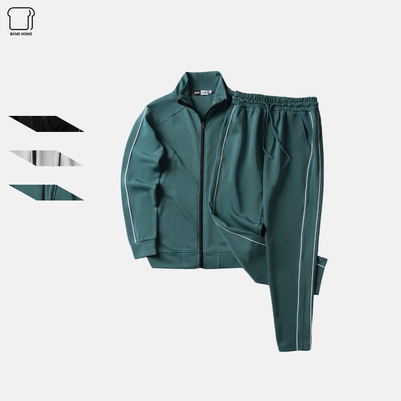 Bộ đồ thể thao tập gym nam BAMI HOME Set quần áo vải cotton back co giãn áo dài tay quần dài BTT04 Sport Thun