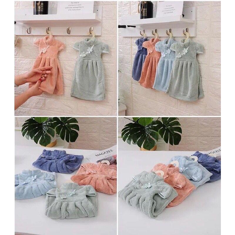 Kain Lap Tangan Dapur Gantung MURAH Kain Lap Model Baju Bentuk Baju Lembut Free Hanger Biru Cleaning 1