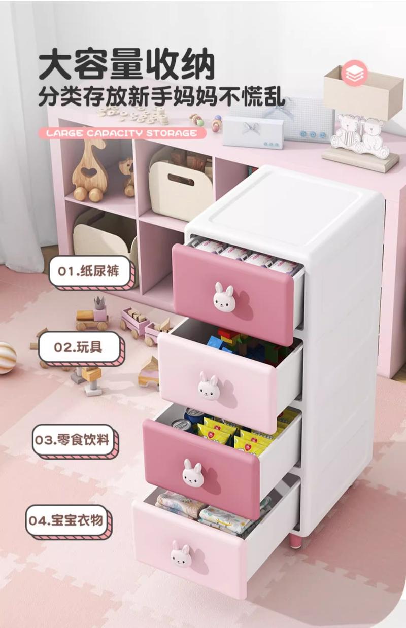 Product Introduction of Cartoon Toy Storage Crevice Cabinet Home Children's Plastic Wardrobe Snack Toy Storage Cabinet Bedside Organizer Cabinet 4